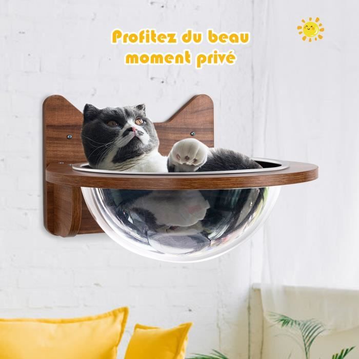 Costway Arbre A Chat Mural En Bois Avec Bulle Transparente Acrylique Detachable Dia 40cm Couchage Suspendu Pour Chat Charge 10kg Cdiscount Animalerie