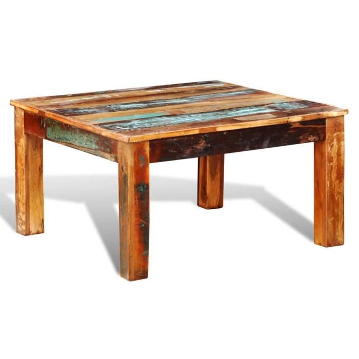 Table basse - DILWE - Bois de récupération - Multicolore - 80x80x45 cm - Style vintage