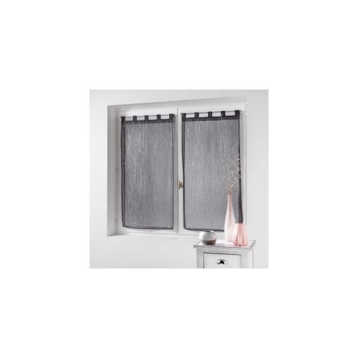 Voilages Paire de voilage à passants 45 x 120 cm Filiane Gris