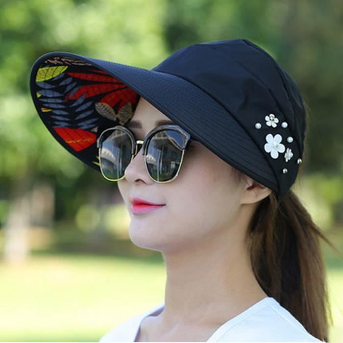 2 Chapeaux De Soleil Pliables Pour Femme Avec Ouverture Pour Queue De Cheval - Protection UV - Blanc Cassé Et Rose Glacé - 8