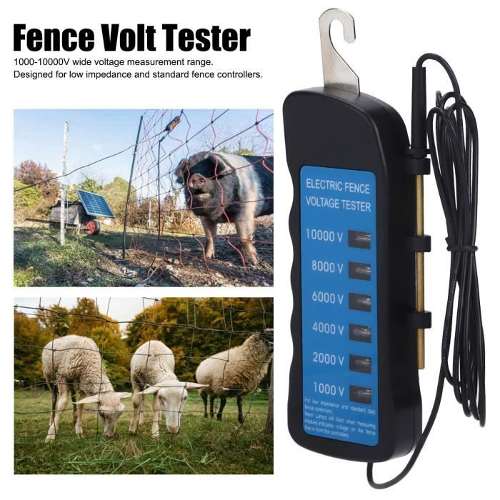 Testeur De Clôture Électrique Portable 1000-10000V - Compteur Tension Avec 6 LED Pour Clôtures