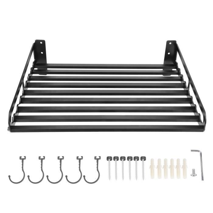 Gistuch Étagère murale pour micro-ondes - 2 couches - En aluminium argenté - Pour four à micro-ondes - Support mural à suspendre avec 10 crochets