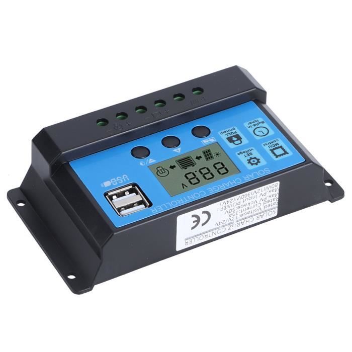 Régulateur Solaire PWM 20A – 12/24V Auto, Pour Batteries Plomb (AGM, GEL) Et Lithium – Protections Intégrées, USB, Gestion De Charge 3 Niveaux