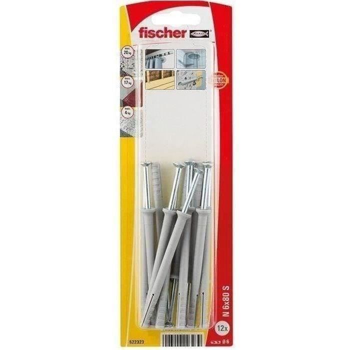 FISCHER - Cheville clou n 6x80 s blister de 12