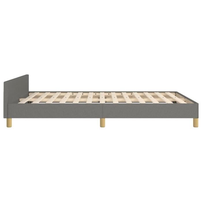 Cadre de lit - FYDUN - 140x190 cm - Tête de lit - Tissu gris foncé - Design contemporain