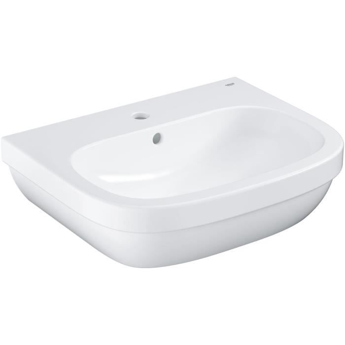 GROHE Lavabo suspendu Euro Ceramic 60 cm 39335000 - Monotrou - Trop plein - Porcelaine vitrifiée - Blanc alpin