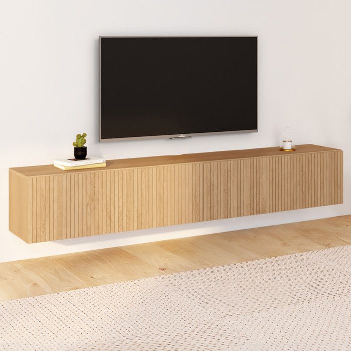 ID MARKET meuble tv JULIETTE 2 portes 180 cm bois suspendu