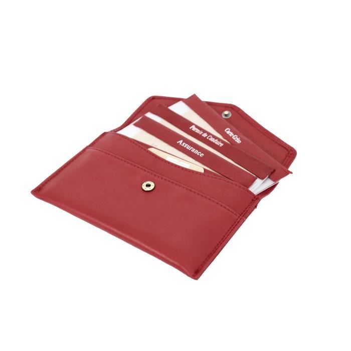 Pochette En Cuir Pour Carte Grise Et Papiers De Voiture - Format 15,5x11 Cm, Avec Pochettes Plastiques Incluses
