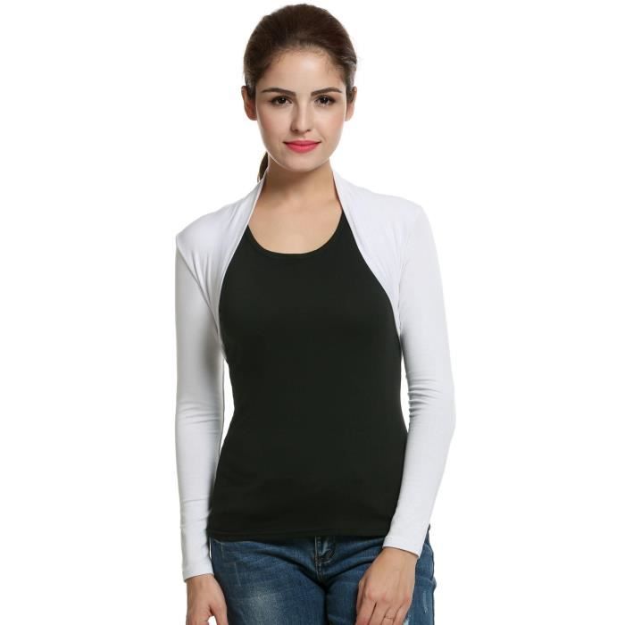 Bolero Manches Longues En Haussant Les Epaules Avant Ouverte Blanc Cdiscount Pret A Porter