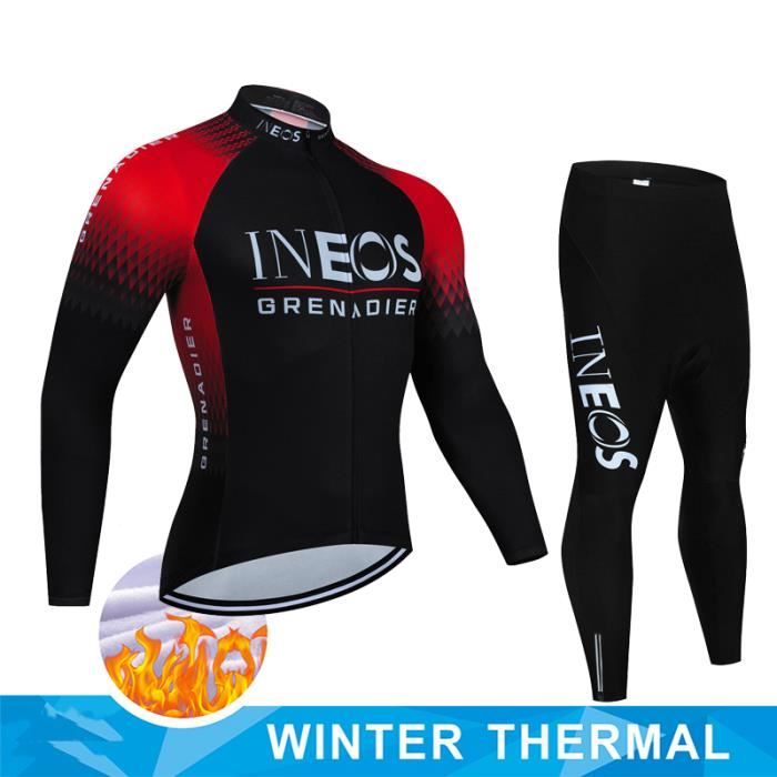 HECLOK Ensemble Cyclisme Hiver Homme - Maillot Polaire Thermique + Cuissard 9D Gel + Gants + Lunettes Coupe-Vent
