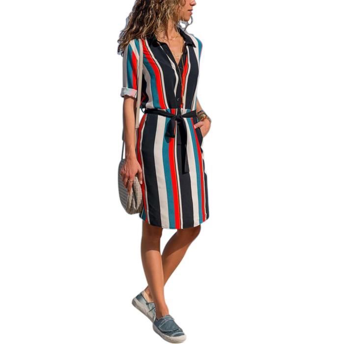 Robe Chemise Longue Rayée | Shop www.freemountain.es