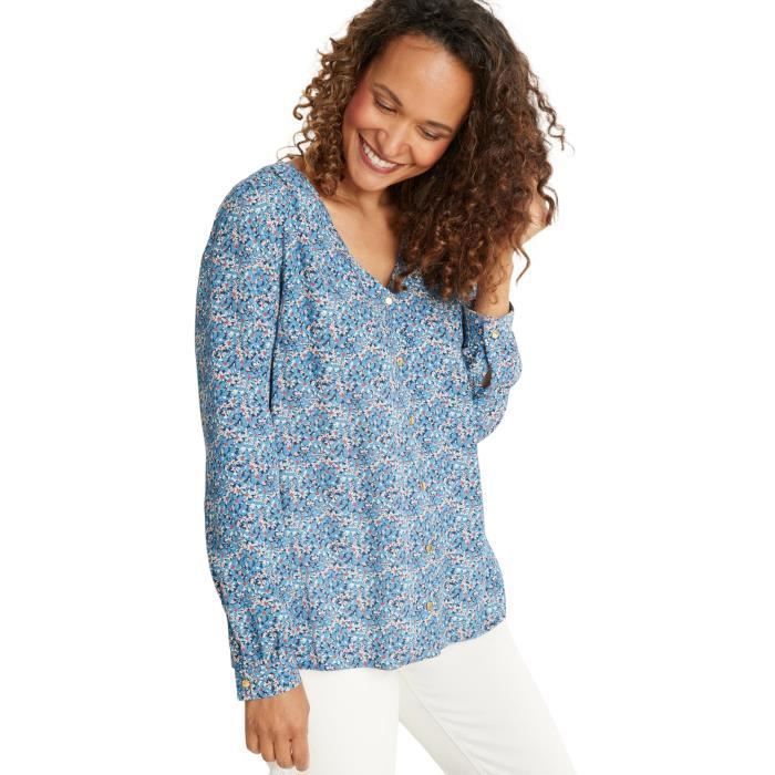 Blouse Femme Boutonnée Kasper, Taille M, Manches 3/4, Motif Géométrique Multicolore - Occasion Excellent état