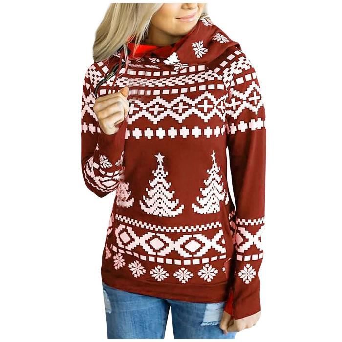 Sweat à Capuche De Noël Femme Avec Nœud - Pull Festif Moche Chic, Manches Longues - Taille Variée