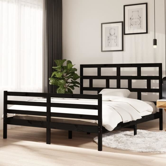 Zinus Lit Double Bambou Ellie 160x190 Cm – Sommier Lattes Bois + Rangement 35,5 Cm – Blanc