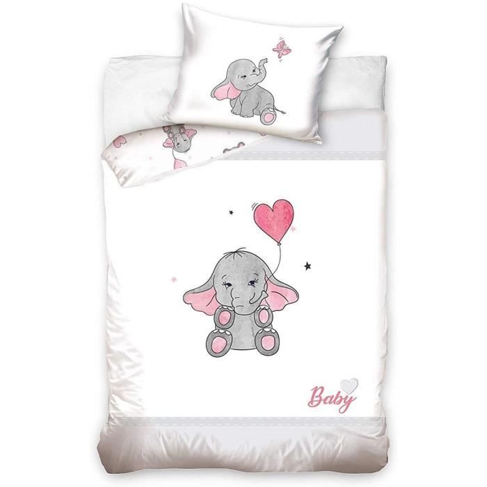 APTEX Parure de lit pour bébé avec bébé éléphant 100 x 135 cm 100 % coton 