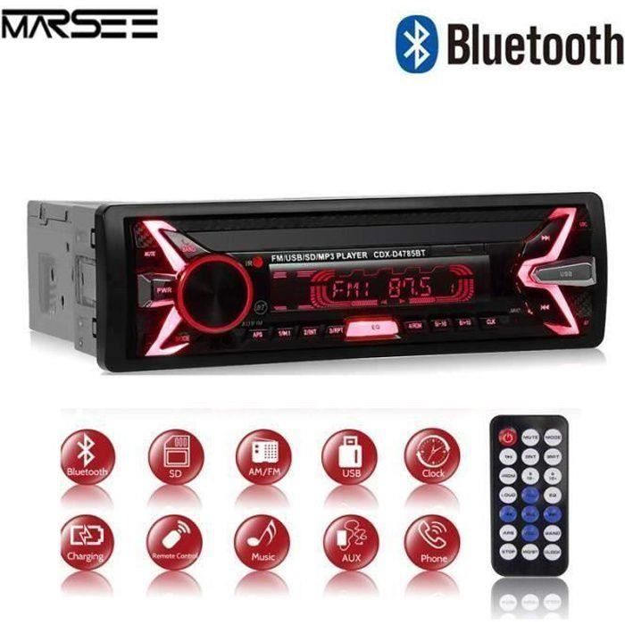 Autoradio Bluetooth 4 Canaux 60W Lecteur MP3 de Voiture Autoradio Plug-In U  Disk avec Fonction Vocale Intelligente Ai pour Voiture