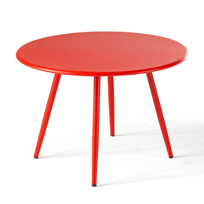 Table basse de jardin ronde en métal rouge 40 cm Palavas Oviala