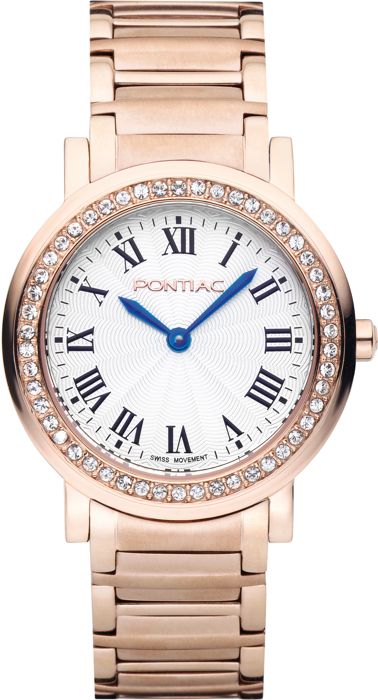 Montre Pontiac Suisse Mécanique Pour Femme - Boîtier Doré 24mm - Cuir Noir - Vintage Fonctionnelle