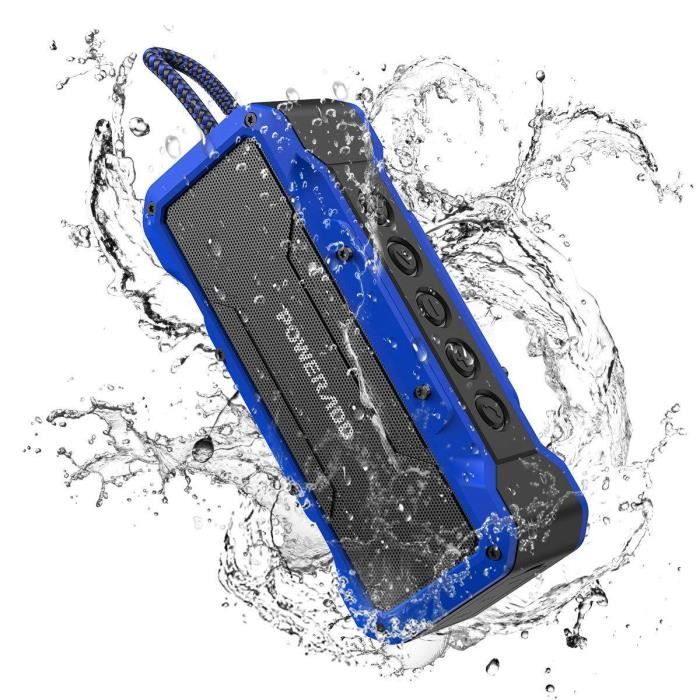 POWERADD Enceinte Bluetooth Portable Grande Capacité Haut Parleur Waterproof Sans Fil Imperméable IPX7 Anti-Choc et Anti-Sable avec Fonction Main Libre pour Android Bleu iPhone et Autres Appareils 