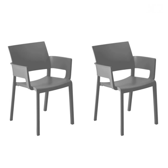 chaise de jardin empilable resol fiona en plastique et fibre de verre gris foncé