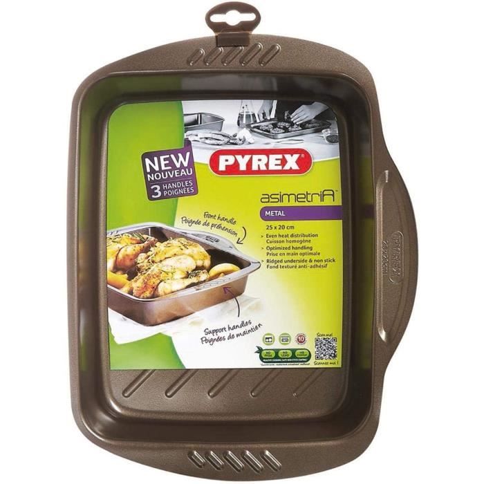 Plaque à Pâtisserie Pyrex Asimetria - 33x25cm Anti-adhésive - Poignée XL - Jusqu'à 230°C - Lave-vaisselle