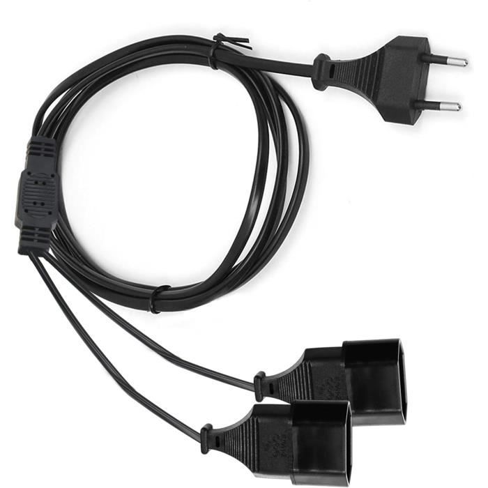Rallonge Electrique 2m Rallonge Câble Euro DeleyCON 1m - Fiche Vers Prise Type-C - Pour TV, PC, Moniteur - Noir 250V/2.5A Extension électrique 1m