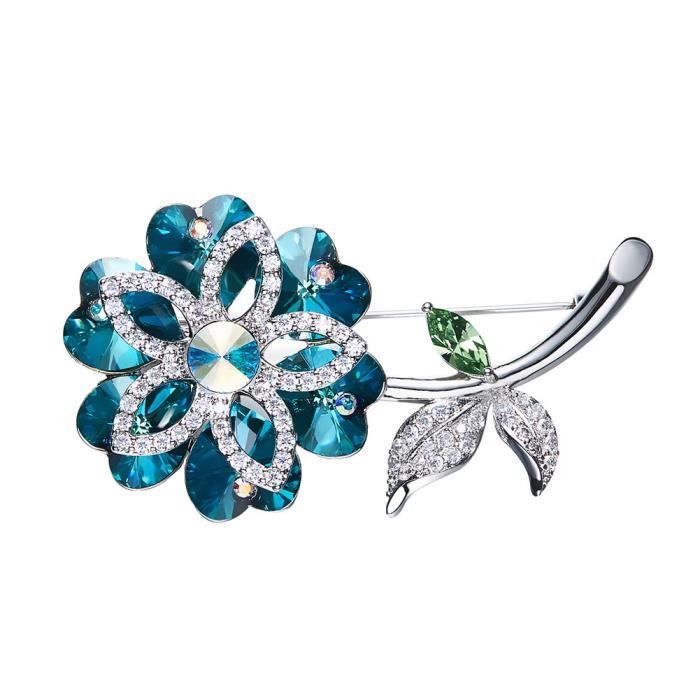 Fablcrew Broche bijoux Petite broche fleurie color/ée Bijoux Fantaisie Femme Broche Cristal Strass Fleur