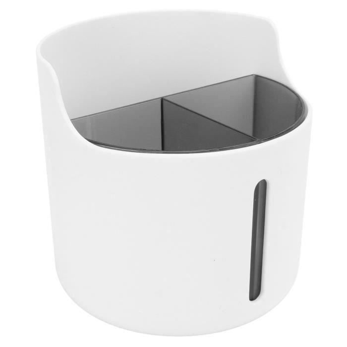 Organisateur De Bureau Rotatif 360° - 5 Compartiments - Porte-Crayons, Stylos - Blanc - Pour Bureau, École, Maison - 7