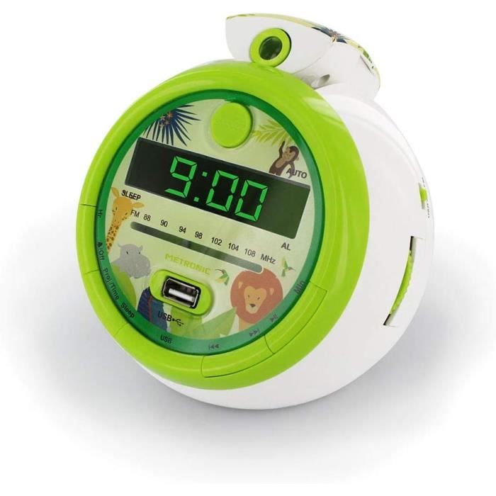 Metronic 477030 Radioréveil Enfant Jungle FM USB Projection Double Alarme et Fonctions Sleep Metronic 477030 Radioréveil Enfant Jungle FM USB Projection Double Alarme et Fonctions Sleep