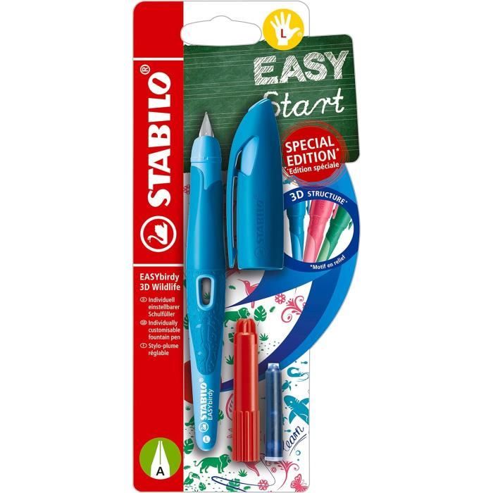 Stylo Plume STABILO EASYBIRDY - Ergonomique Pour Droitiers - Pointe Réglable - Idéal Pour Enfants - Vert Aqua