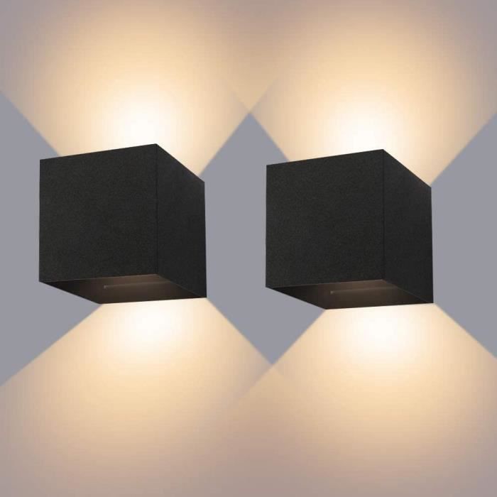 VivaLet - Applique Murale LED Intérieur/extérieur 12W IP65 - 1200LM 3000K - Noir - 2 Pack