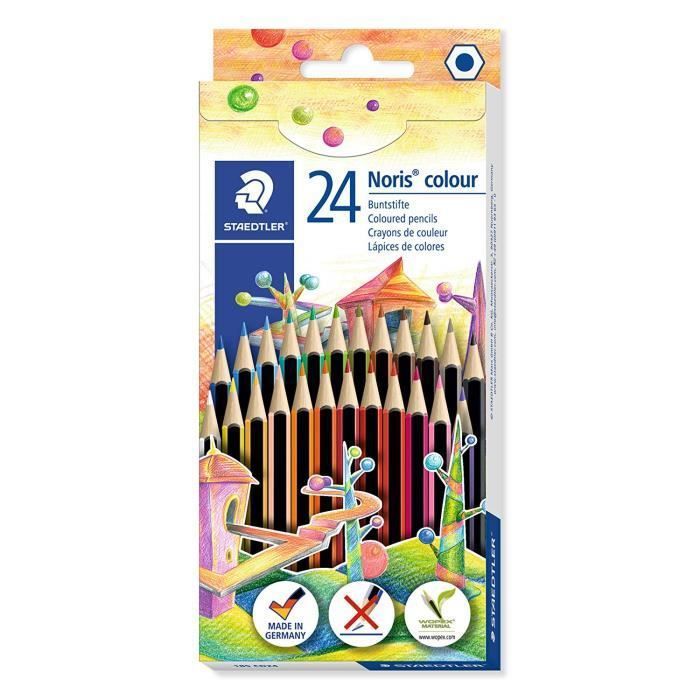 Noris® colour 185 - Etui carton double couche 24 crayons de couleur WOPEX® assortis