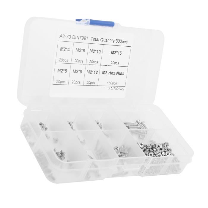 Jeu De 170 écrous Autobloquants DIN 985 En Inox A2 - Tailles M3 à M12, Pour Fixations Sécurisées Anti-desserrage