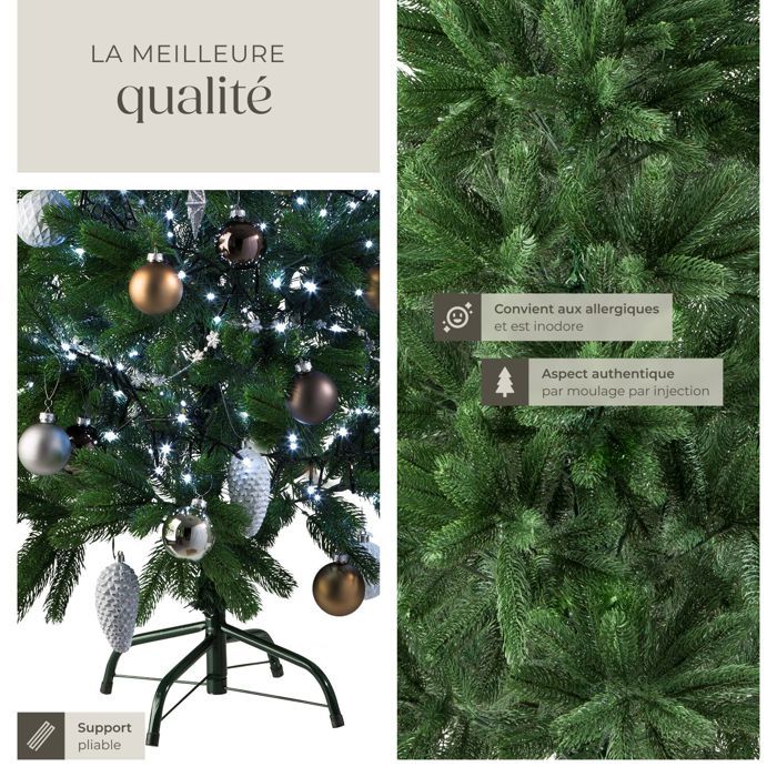 KADAX Sapin De Noël Artificiel De 160 Cm En Plastique PVC, épicéa Avec Tronc, Env