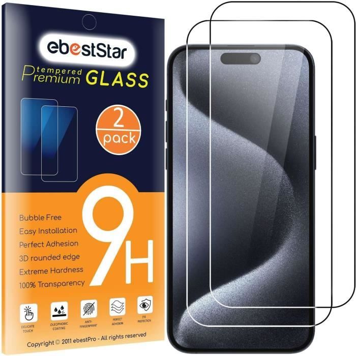 Film de protection en verre trempé pour iPhone 15 Plus