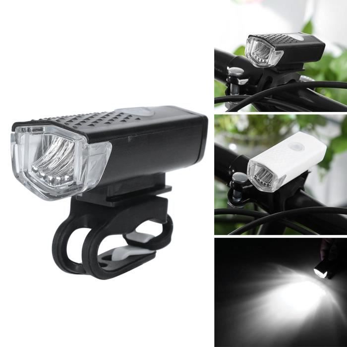 vgeby lumière de vélo led usb rechargeable vélo vélo lumières phare nuit vélo éclairage lampe de poche (noir)