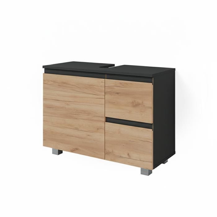 Meuble sous vasque simple J-Shape 80x60.8cm Anthracite/Chêne doré Vicco 38143