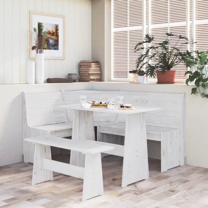 SALE 2024 Table à manger - JMS - avec banc Blanc Bois de pin solide 5322Kg