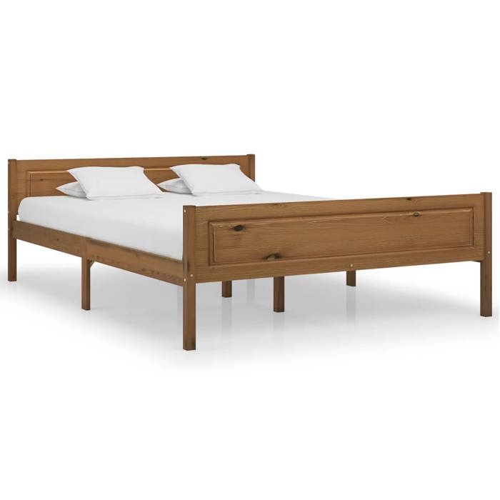 vidaXL Cadre de lit sans matelas pin massif marron miel 120x200 cm 322112