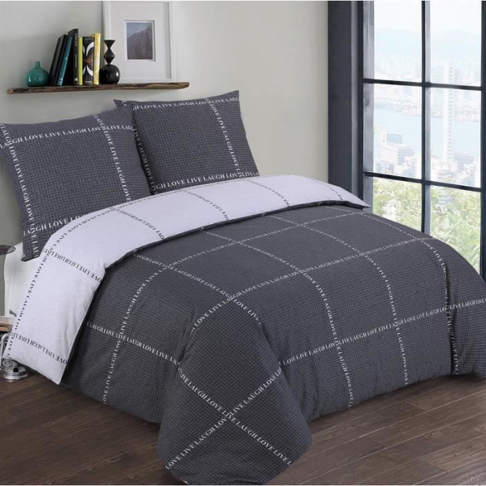 Parure De Lit 3 Pièces Fanny & Céline - Housse De Couette 200x200cm + 2 Taies 65x65cm - 100% Coton Peigné 80 Fils