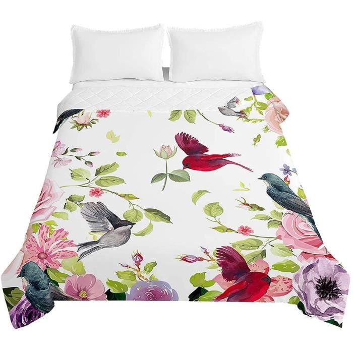 Couvre-Lit Réversible Chickw1 | Imprimé Plantes Tropicales | Microfibre Douce | 200x230cm