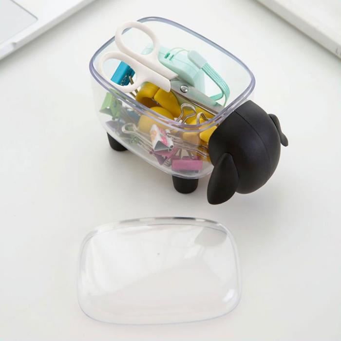 Distributeur Cotons-Tiges Mouton Mignon Transparent Avec Couvercle - Boîte Rangement Q-Tips, Cure-Dents & Accessoires