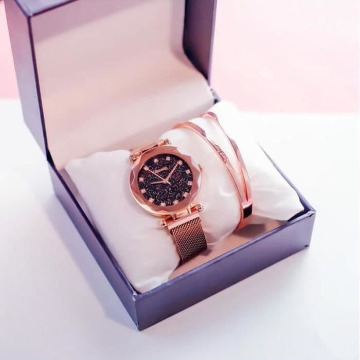 YW06490-Coffret Cadeau Montre Femme Fille Chic Pas Cher Montre à quartz  Ciel étoilé Bracelet en maille à boucle magnétique - Cadea , - Achat/vente  montre - Cdiscount
