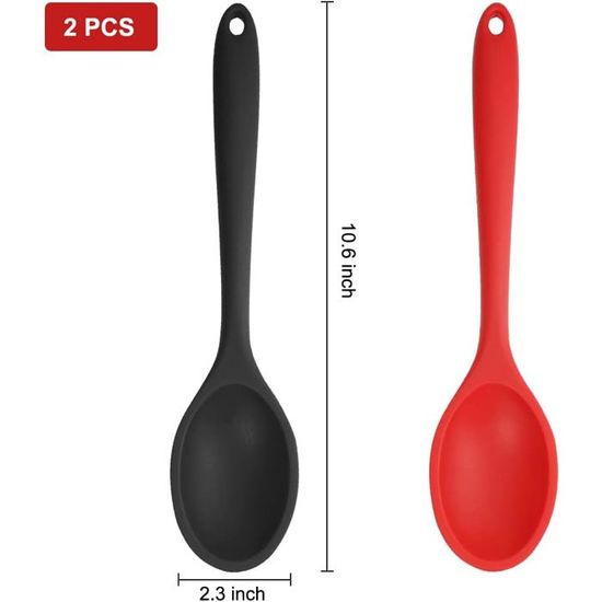 Lot De 2 Cuillères En Silicone De Cuisine - 27 Cm, Sans BPA, Résistantes à La Chaleur (230°C), Pour Mélanger, Cuisiner Et Servir - 1