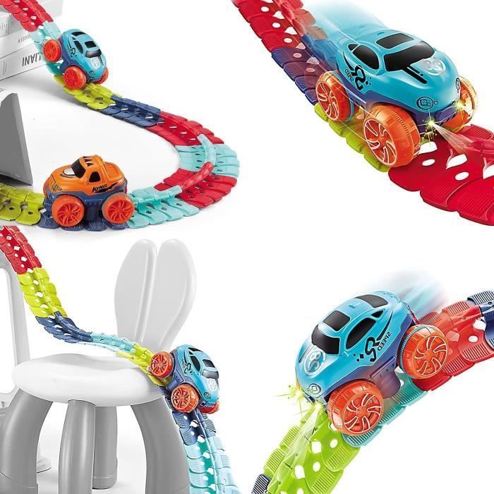 Yinanstore Rampe de Voiture de Course Flexible Ensemble de Démarrage de Voitures Moulées sous Pression Design Long Ensemble de Jeu Multifonctionnel Piste de Course DIY pour Cadeau 3+ Ans Rouge 5m