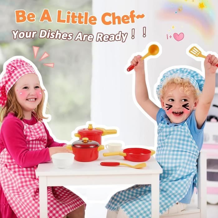 26 PièCes Ustensile Cuisine Enfant, Jeu De RôLe d'un Petit Chef Kit Cuisine  Enfant, Cadeau pour Les Enfants De 3 Ans Et Plus - Cdiscount Jeux - Jouets