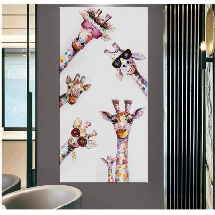 Impression Sur Toile Colorée Girafe Famille Animale Affiche Peinture Pour  Enfant Mur Art Salon Décor À La Maison 40x80cm Sans Cadre - Cdiscount Maison