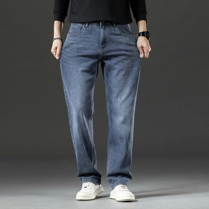 Pantalon Stretch en jeans grande taille Homme Pantalon en Jeans Casual  Style Cotton taille moyenne Coupe Droit Noir Noir - Cdiscount Prêt-à-Porter