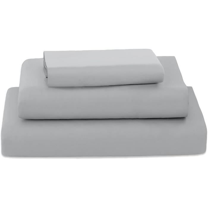 Parure De Lit 90X190-200 3 Pi?�ces En Microfibre - Drap Housse 90X200 Cm - Drap Plat 1 Personne 