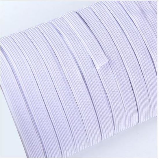 Cordino Elastico Lot 8 Cordons Élastiques Plats 10m X 6mm - Blanc, Pour Couture Et Bricolage Textile Mercerie